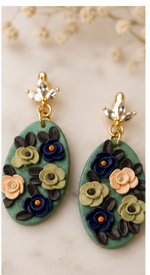 Floral Oval Earrings