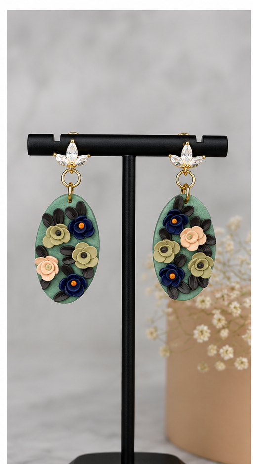 Floral Oval Earrings