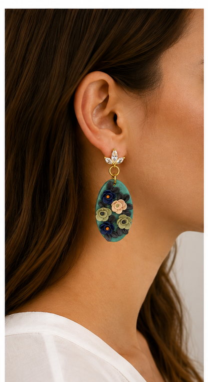 Floral Oval Earrings