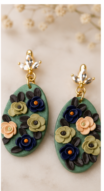 Floral Oval Earrings