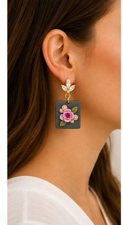 Floral Book Earrings