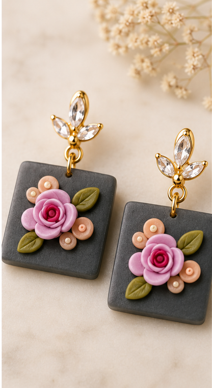 Floral Book Earrings